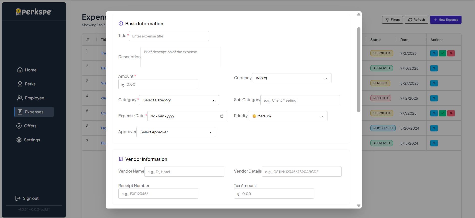 Expenses basicinfo