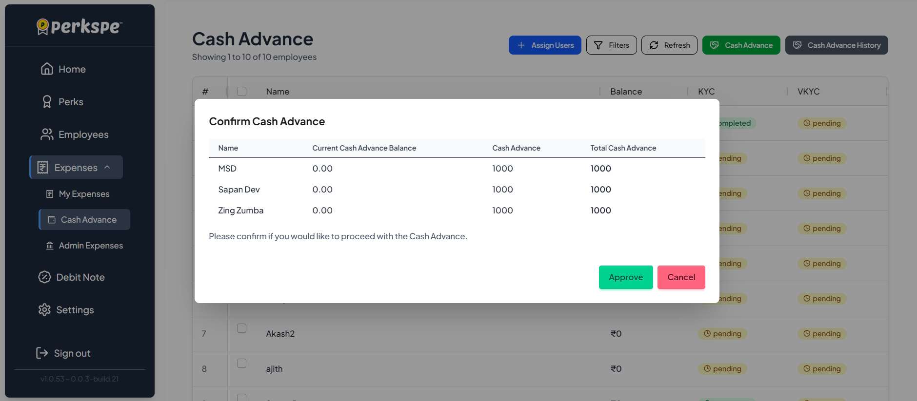 Confirm Cash Advance